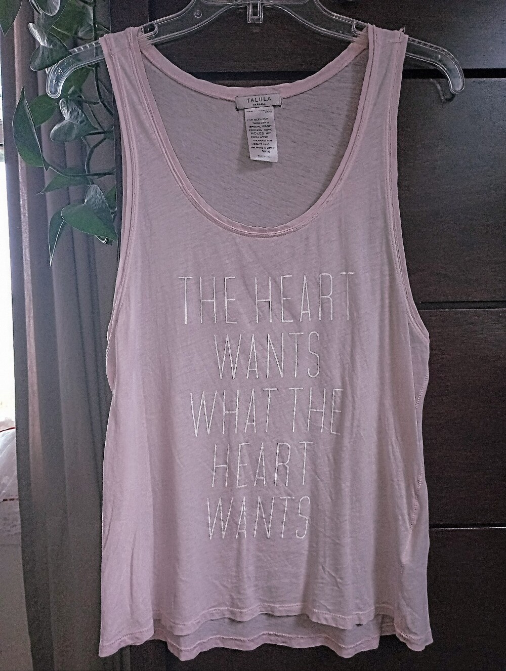 Aritzia Talula "The Heart Wants What The Heart Wants" Tank Light Pink